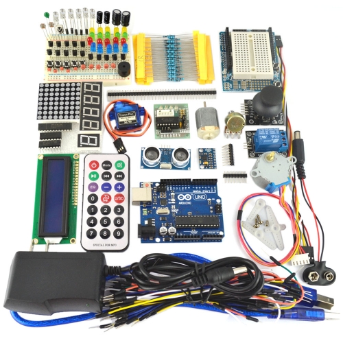 UNO R3 / 1602 LCD Servo Motor Dot Matrix Breadboard LED starter kit untuk Arduino